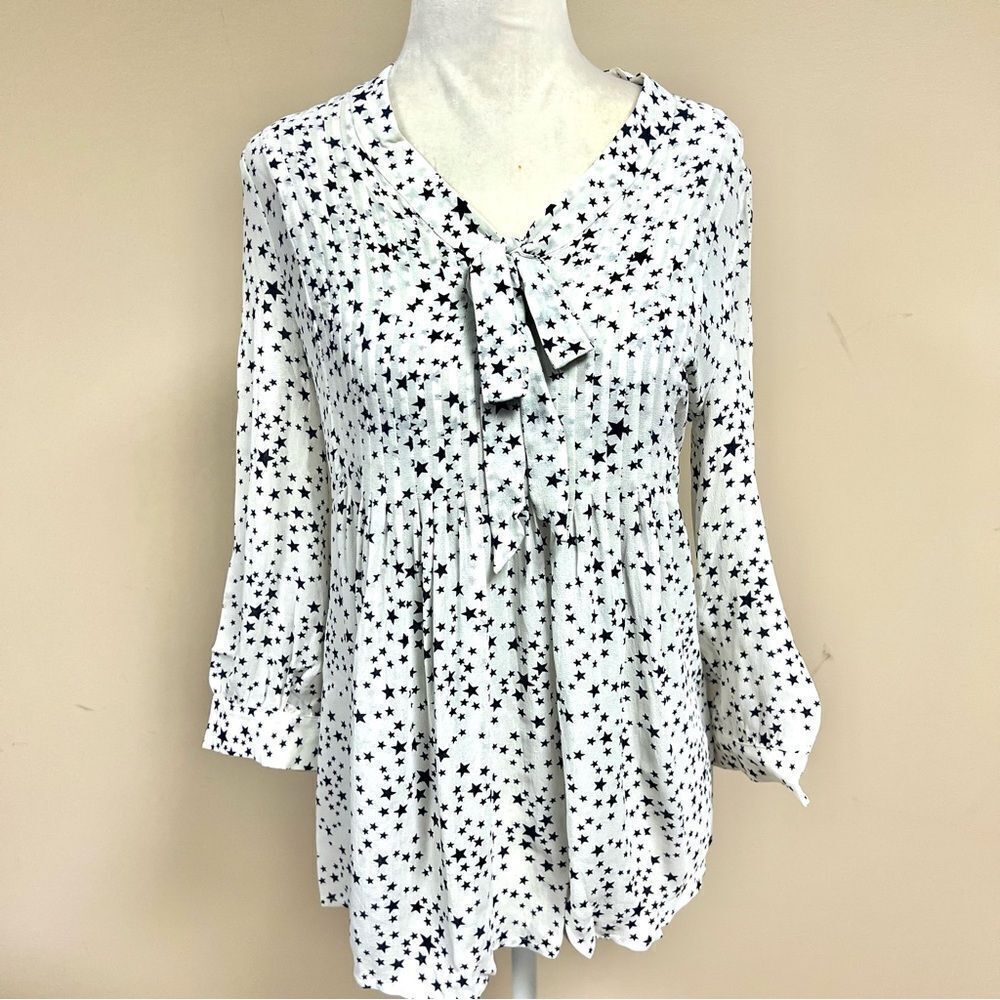 Boden White and Black Tie Front Sailor Collar Blouse sz4